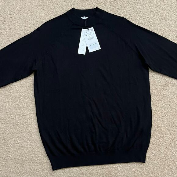 NWT Zara Mens Viscose Mock Neck Pullover Sweater Black Size Medium - Picture 3 of 5